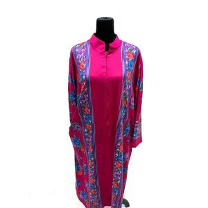 Exclusively Yours vintage hot pink floral print muumuu / house dress / robe